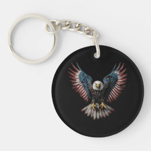 American Flag Bald Eagle 4th of July USA Patriotic Keychain