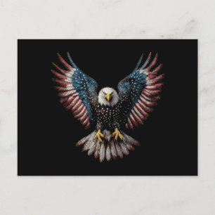 American Flag Bald Eagle 4th of July USA Patriotic Postcard