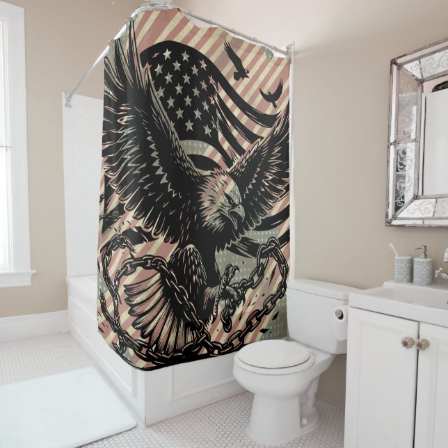 American Flag Bald Eagle America Shower Curtain (In Situ)