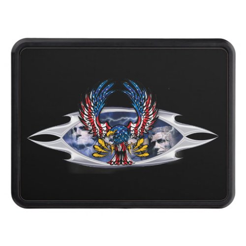 American flag Bald Eagle and MT Rushmore Tow Hitch Cover