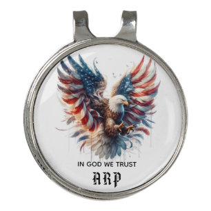 *~* American Flag Bald Eagle AP16 Initials Golfer Golf Hat Clip