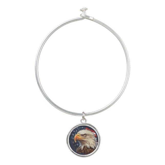 American Flag Bald Eagle Bangle Bracelet (Front)
