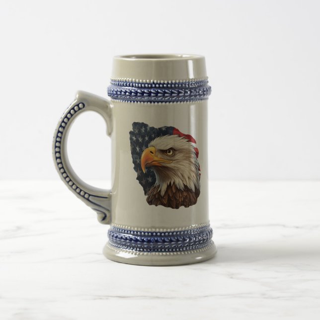 American Flag Bald Eagle Beer Stein (Left)
