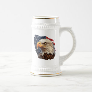 American Flag Bald Eagle Beer Stein