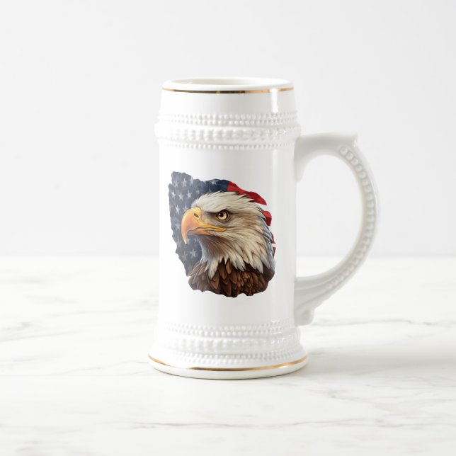 American Flag Bald Eagle Beer Stein (Right)