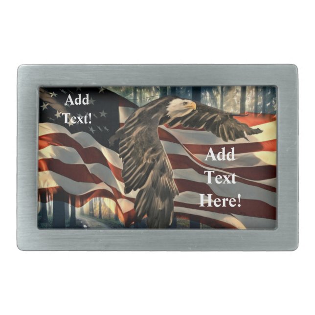 American Flag Bald Eagle Belt Buckle (Front)