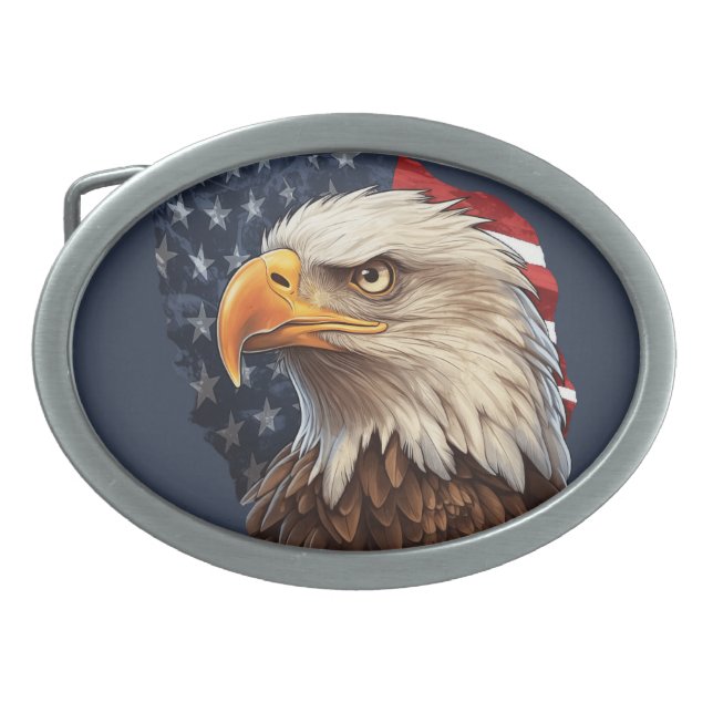 American Flag Bald Eagle Belt Buckle (Front)