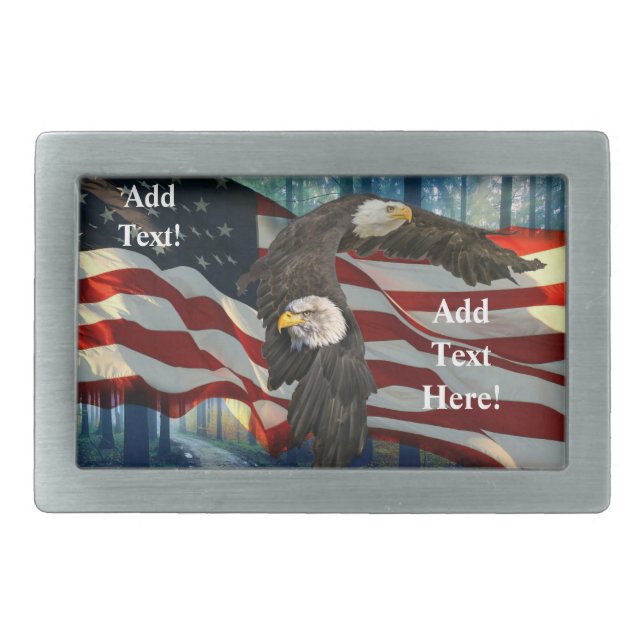 American Flag Bald Eagle Belt Buckle (Front)