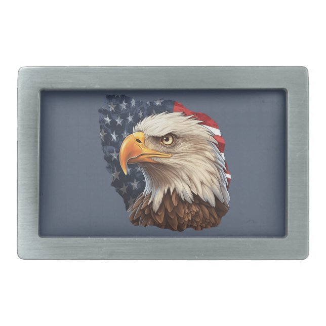 American Flag Bald Eagle Belt Buckle (Front)