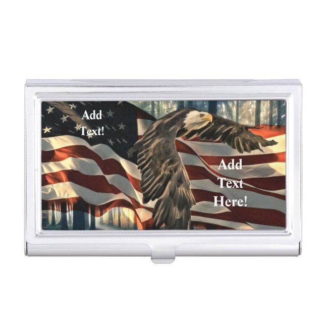 American Flag Bald Eagle Business Card Case (Front)