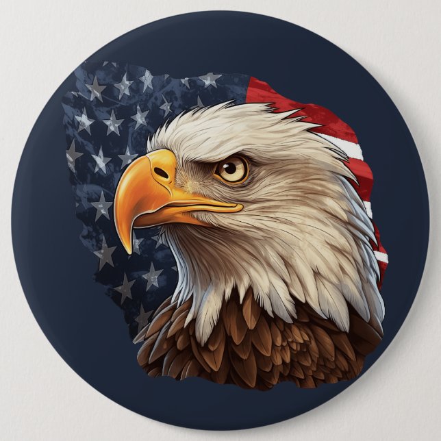 American Flag Bald Eagle Button (Front)