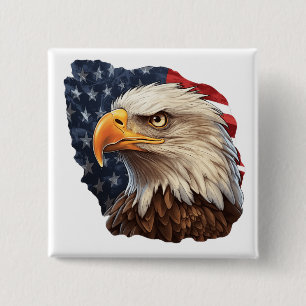 American Flag Bald Eagle Button