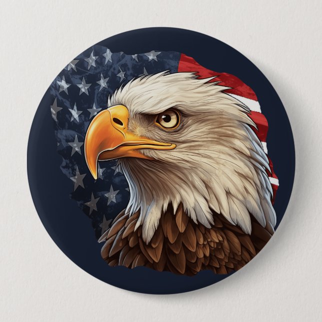 American Flag Bald Eagle Button (Front)