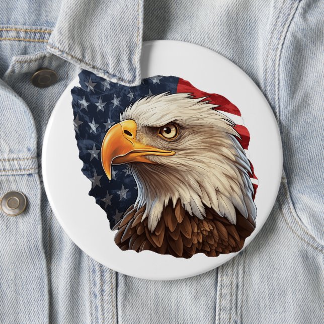 American Flag Bald Eagle Button (In Situ)