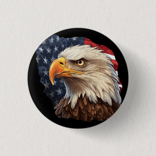 American Flag Bald Eagle Button