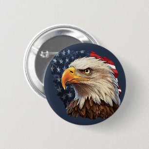 American Flag Bald Eagle Button