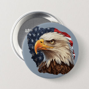 American Flag Bald Eagle Button