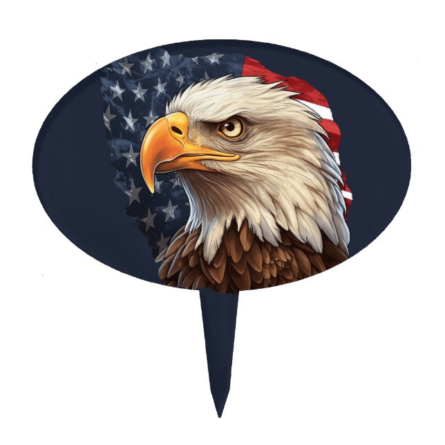 American Flag Bald Eagle Cake Topper (Front)
