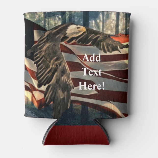 American Flag Bald Eagle Can Cooler (Front)