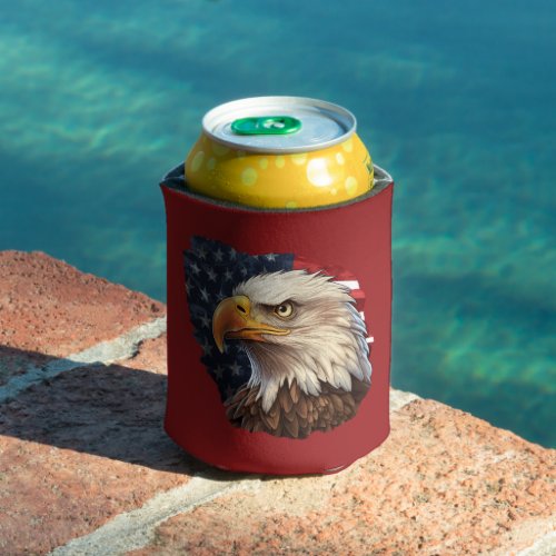 American Flag Bald Eagle Can Cooler