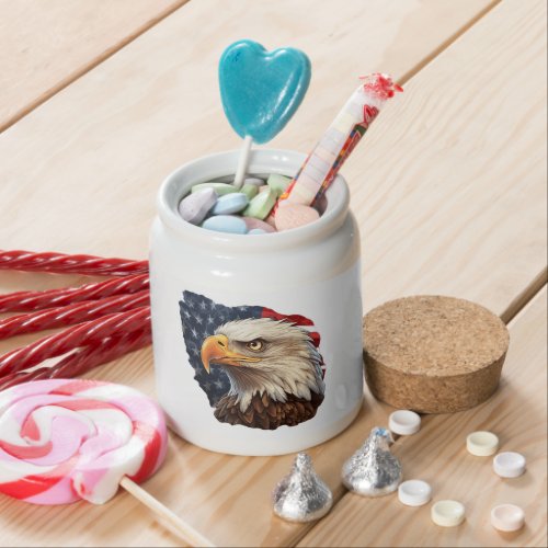 American Flag Bald Eagle Candy Jar