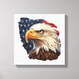 American Flag Bald Eagle Canvas Print