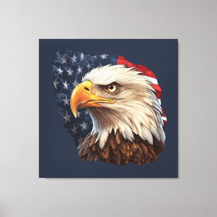 American Flag Bald Eagle Canvas Print