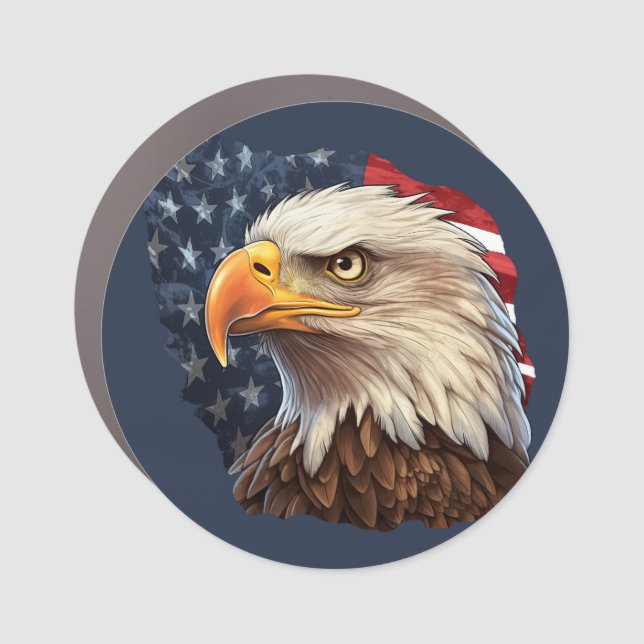 American Flag Bald Eagle Car Magnet (Front)