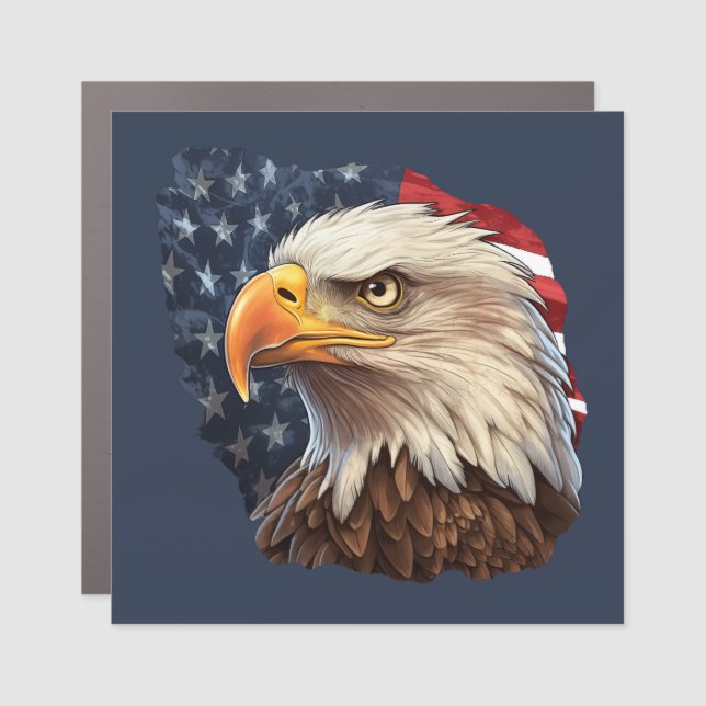 American Flag Bald Eagle Car Magnet (Front)