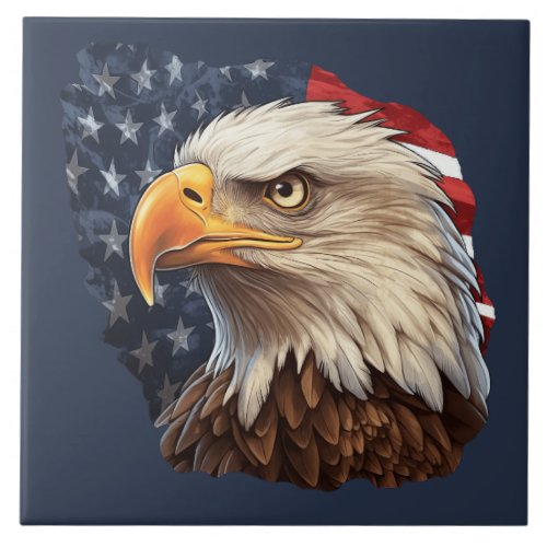 American Flag Bald Eagle Ceramic Tile