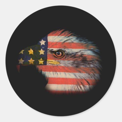 American Flag Bald Eagle Classic Round Sticker