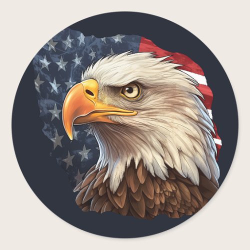 American Flag Bald Eagle Classic Round Sticker