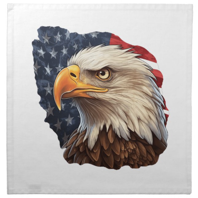 American Flag Bald Eagle Cloth Napkin (Front)