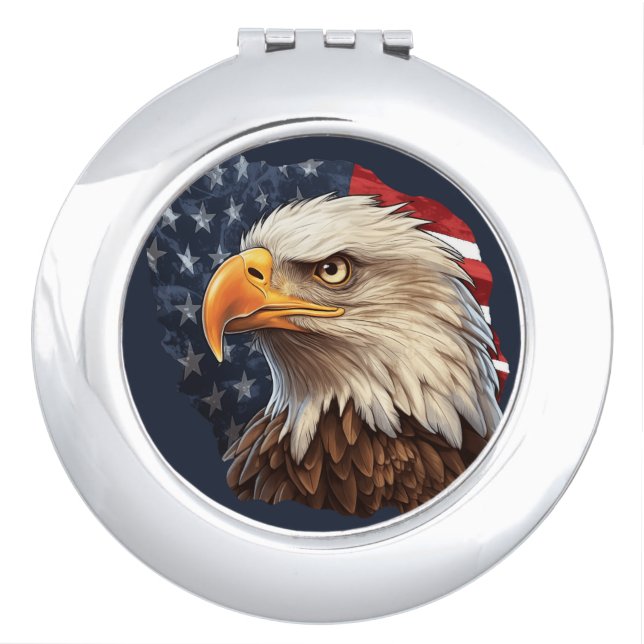 American Flag Bald Eagle Compact Mirror (Front)