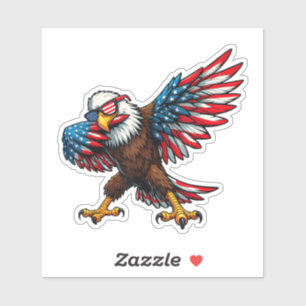 American Flag Bald Eagle Dabbing Happy 4th of July Sticker