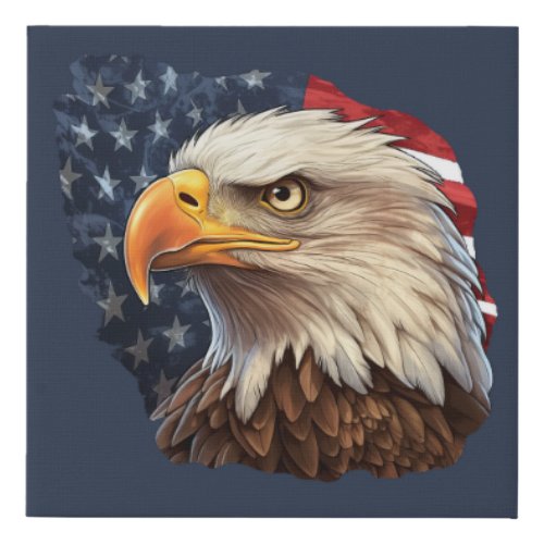 American Flag Bald Eagle Faux Canvas Print