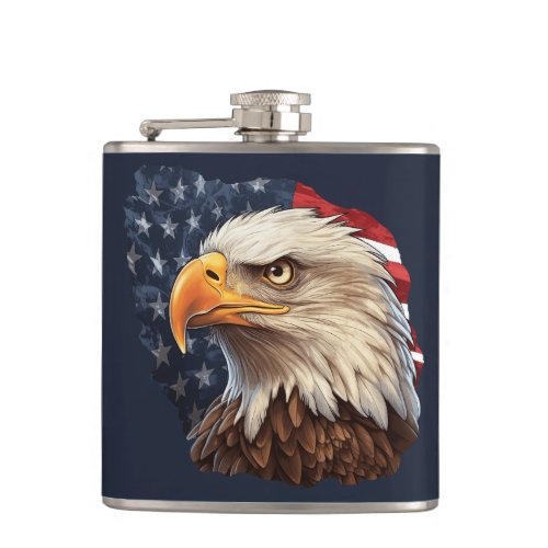 American Flag Bald Eagle Flask