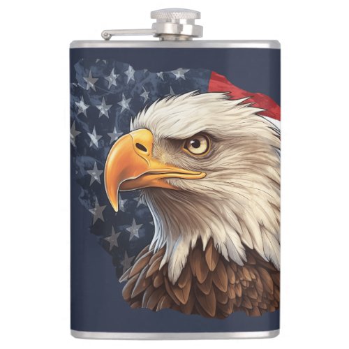American Flag Bald Eagle Flask