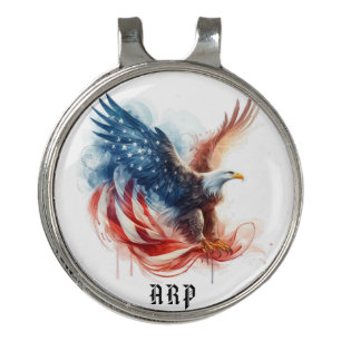 *~*American Flag Bald Eagle GOLF AP16  Initials Hat Clip