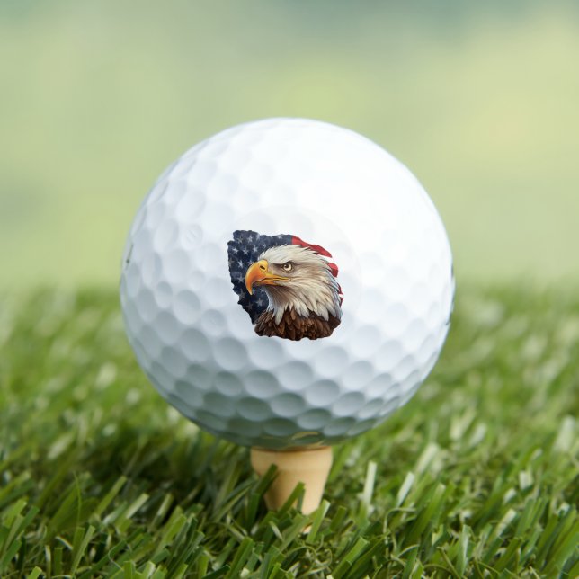 American Flag Bald Eagle Golf Balls (Insitu Tee)