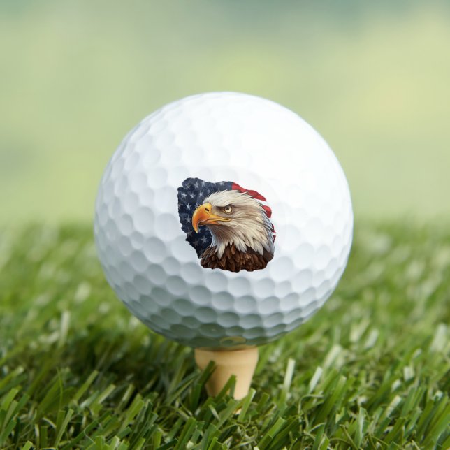 American Flag Bald Eagle Golf Balls (Insitu Tee)