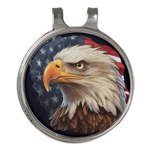 American Flag Bald Eagle Golf Hat Clip
