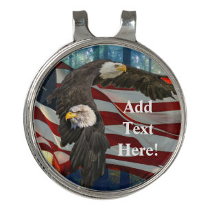 American Flag Bald Eagle Golf Hat Clip