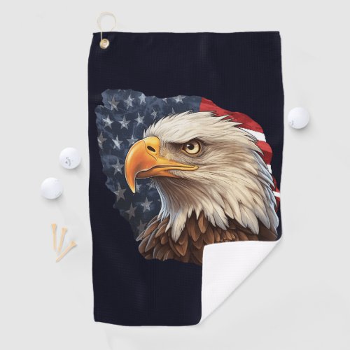 American Flag Bald Eagle Golf Towel