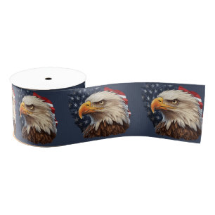 American Flag Bald Eagle Grosgrain Ribbon