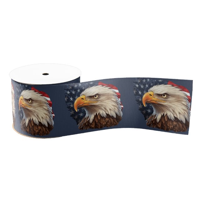 American Flag Bald Eagle Grosgrain Ribbon (Spool)