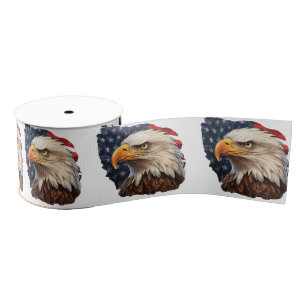 American Flag Bald Eagle Grosgrain Ribbon