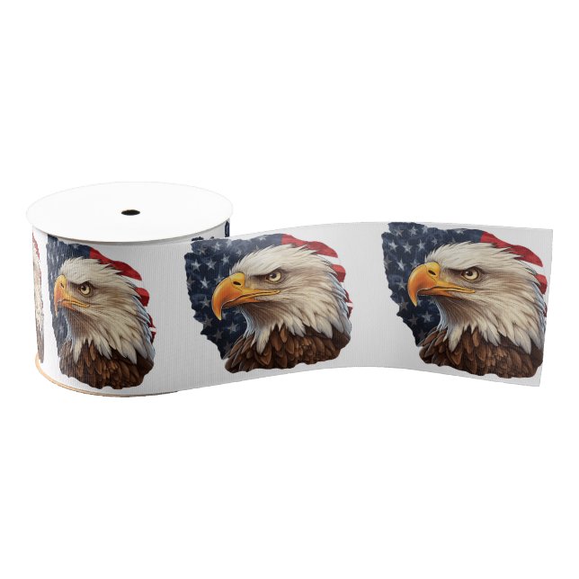 American Flag Bald Eagle Grosgrain Ribbon (Spool)