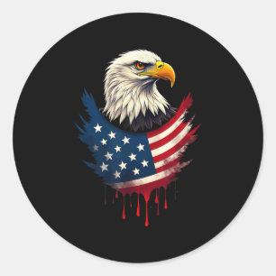 American Flag Bald Eagle Independence Day _2 Classic Round Sticker
