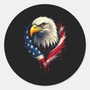 American Flag Bald Eagle Independence Day _3 Classic Round Sticker